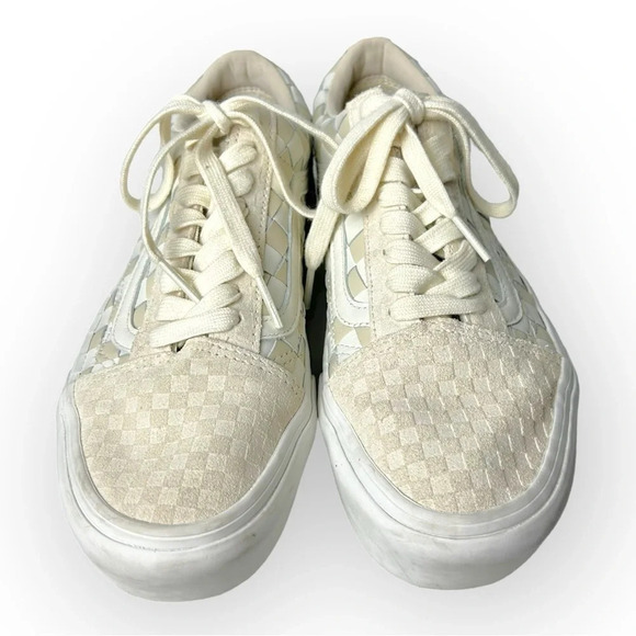 Vans Old Skool Platform Woven Leather Blanc De Blanc 8 - Picture 4 of 8